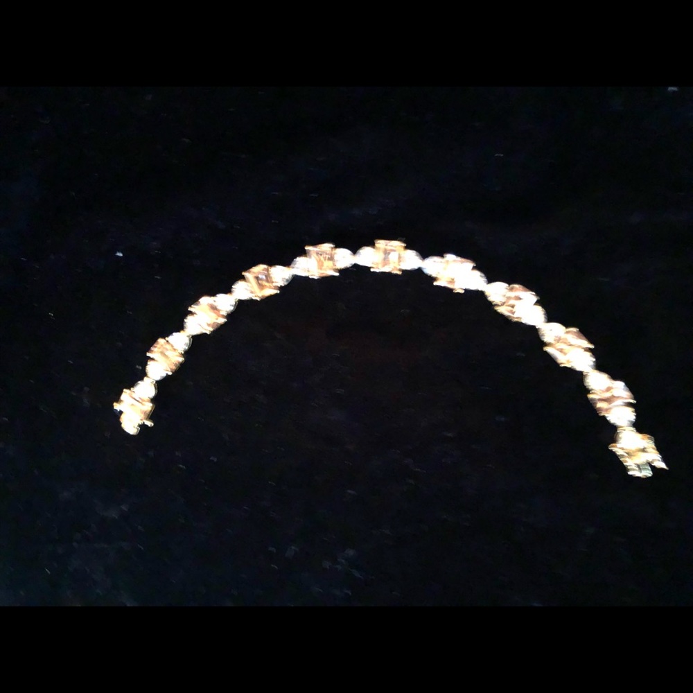 Sterling (14 kt gold plated) zirconia bracelet - Picture 3 of 6